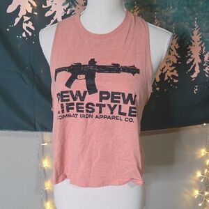 Combat Iron Graphic Cropped Tank Top Size L